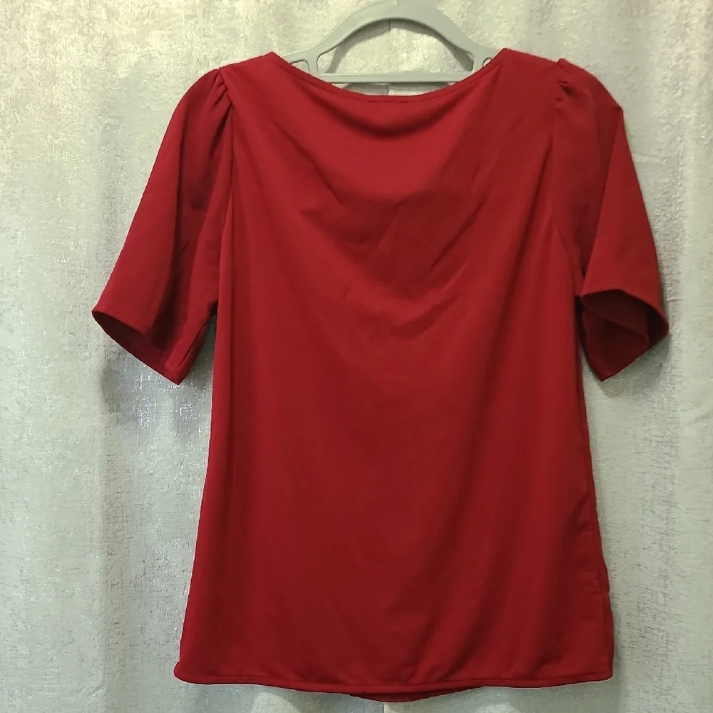 Ann Taylor Factory‎ Red Puff Sleeve Fitted Blouse Size Samll Brandywine - Picture 5 of 5